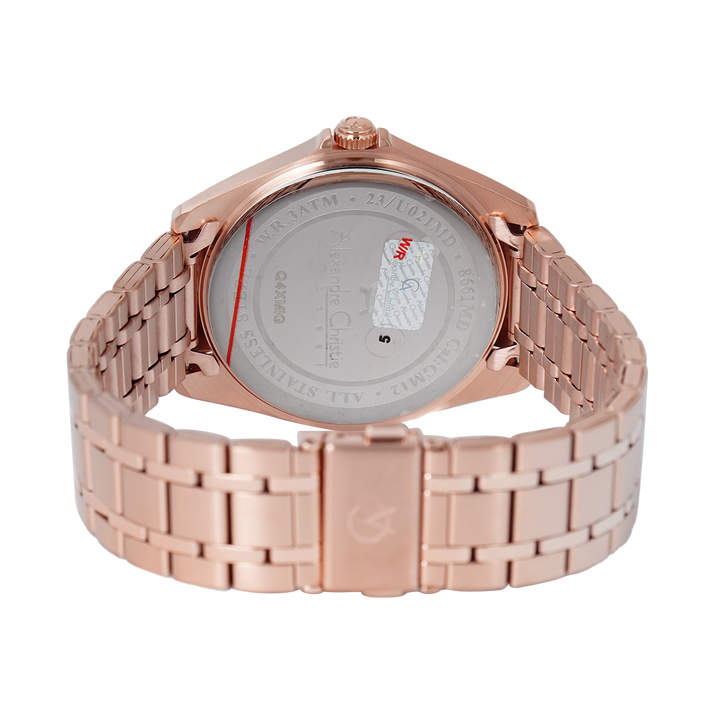 Jam Tangan Alexandre Christie AC 8661 MDBRGSL Men Silver Dial Rose Gold Stainless Steel Strap