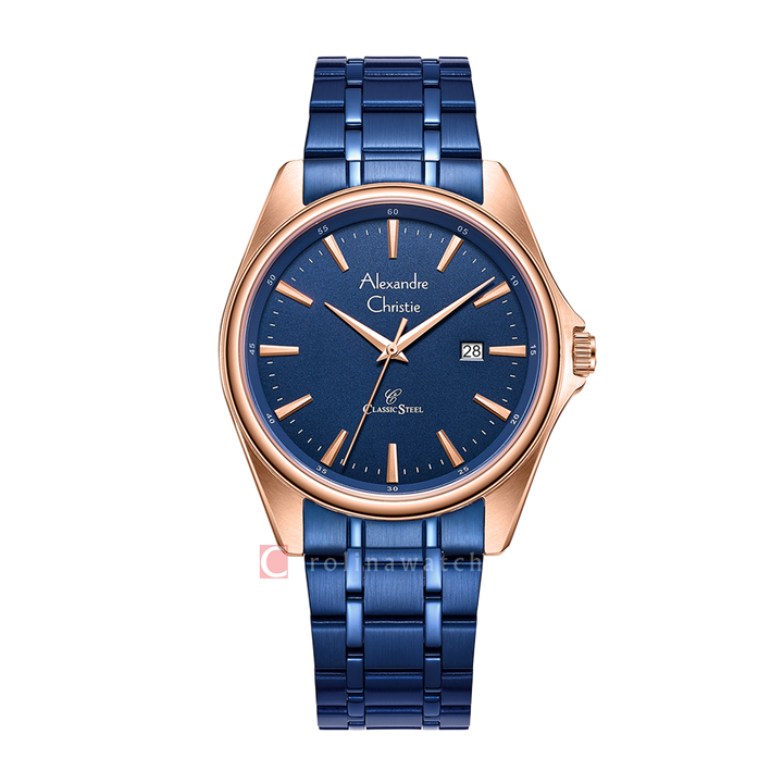 Jam Tangan Alexandre Christie AC 8661 MDBURBU Men Blue Dial Blue Stainless Steel Strap