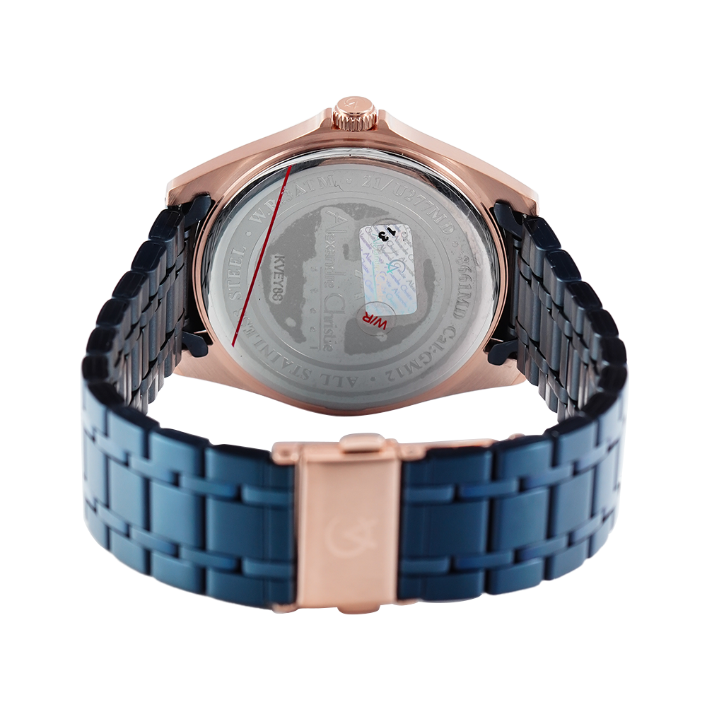 Jam Tangan Alexandre Christie AC 8661 MDBURBU Men Blue Dial Blue Stainless Steel Strap