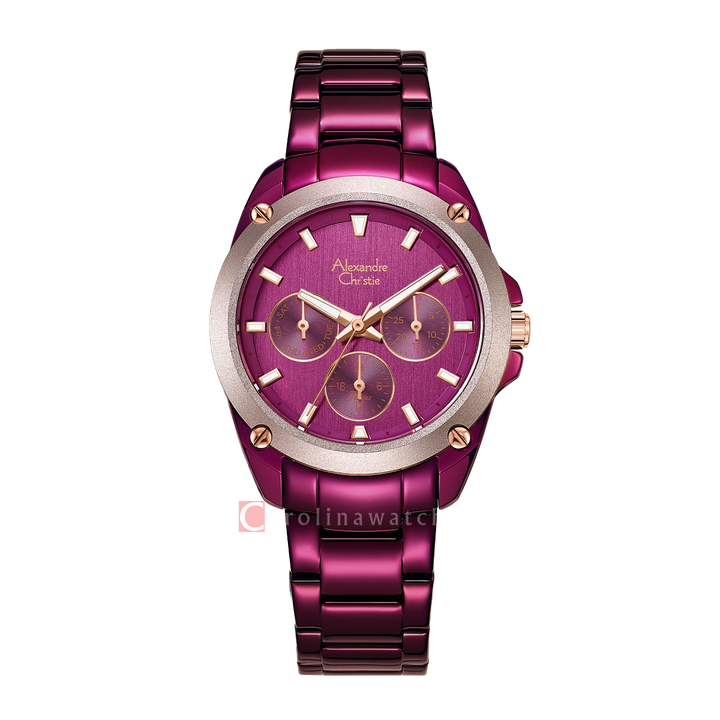 Jam Tangan Alexandre Christie AC 8667 BFBRDRE Women Red Dial Red Stainless Steel Strap