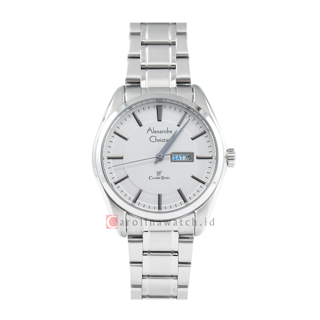 Jam Tangan Alexandre Christie Classic Steel AC 8672 LEBSSSL Women White Dial Stainless Steel Strap