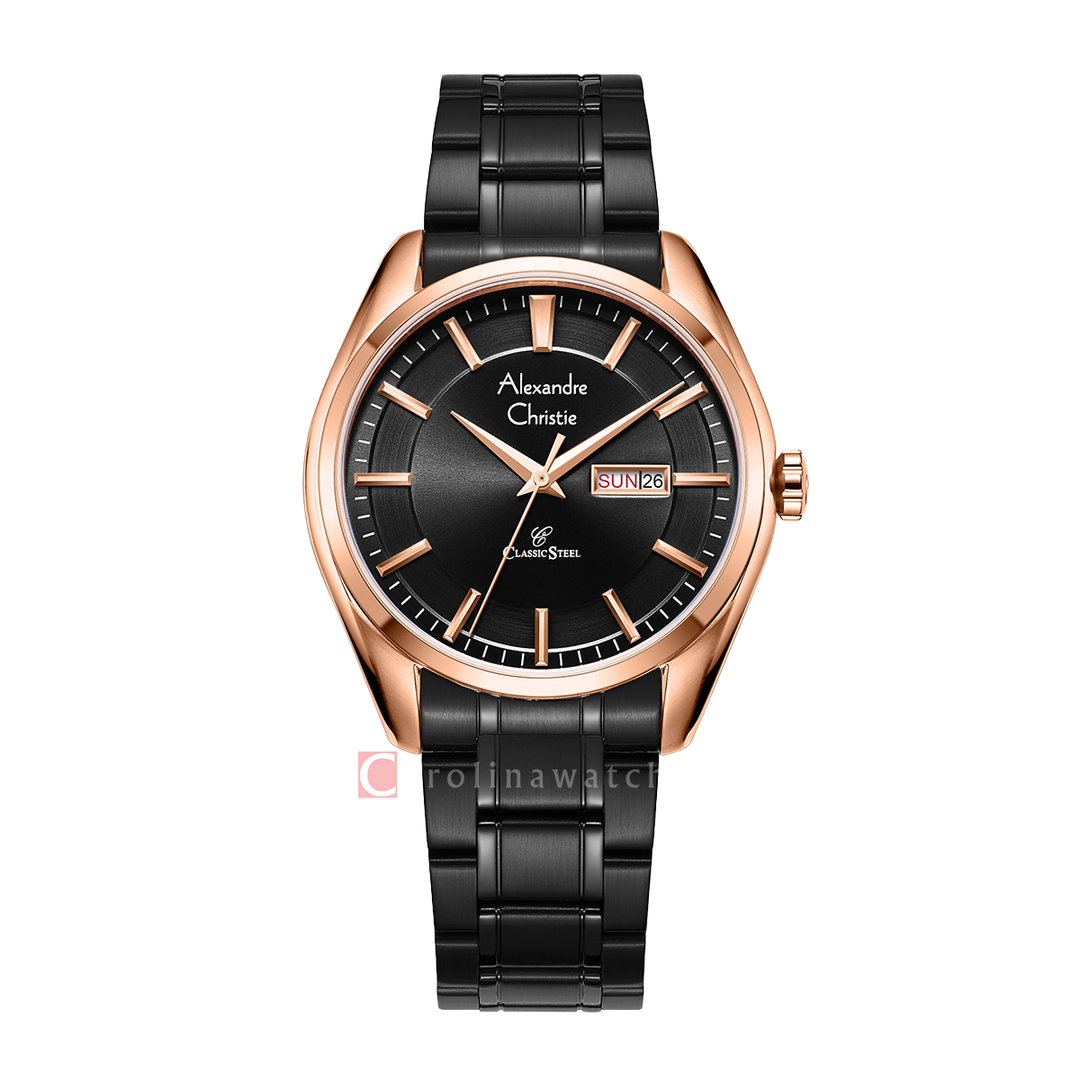 Jam Tangan Alexandre Christie Classic Steel AC 8672 MEBBRBA Men Black Dial Black Stainless Steel Strap