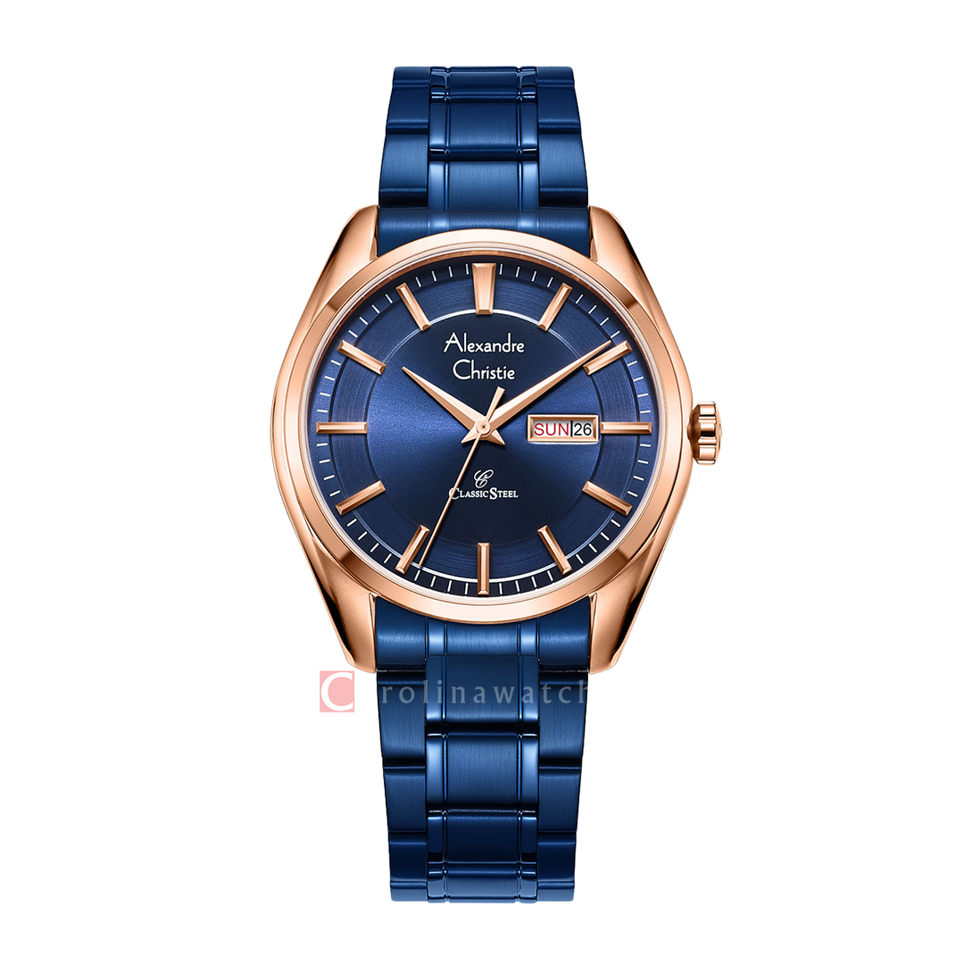 Jam Tangan Alexandre Christie Classic Steel AC 8672 MEBURBU Men Blue Dial Blue Stainless Steel Strap