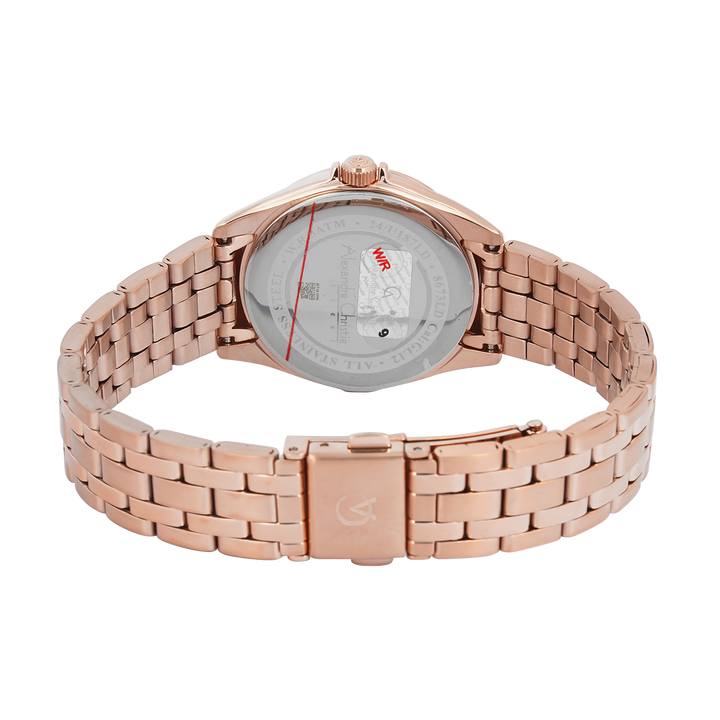 Jam Tangan Alexandre Christie Classic Steel AC 8673 LDBRGLN Women Rose Gold Dial Rose Gold Stainless Steel Strap