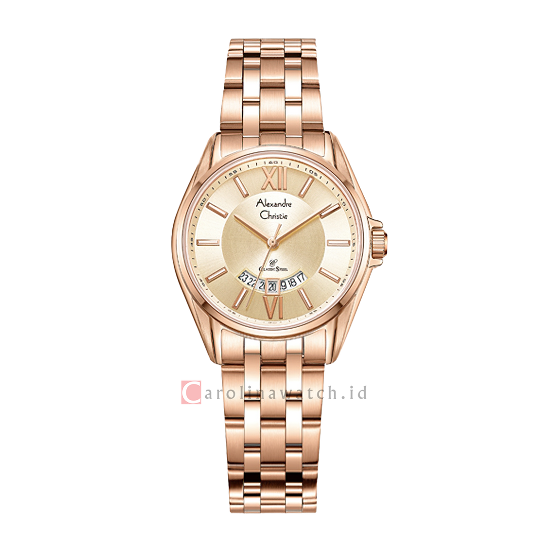 Jam Tangan Alexandre Christie Classic Steel AC 8673 LDBRGLN Women Rose Gold Dial Rose Gold Stainless Steel Strap