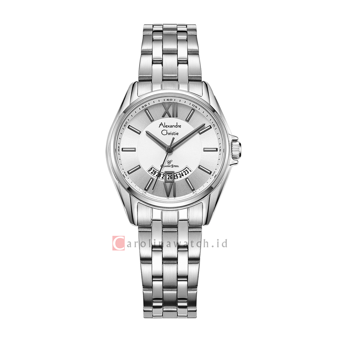 Jam Tangan Alexandre Christie Classic Steel AC 8673 LDBSSSL Women Silver Dial Stainless Steel Strap