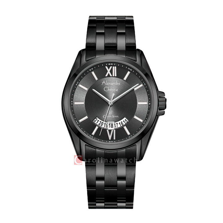 Jam Tangan Alexandre Christie Classic Steel AC 8673 MDBIPBA Men Black Dial Black Stainless Steel Strap