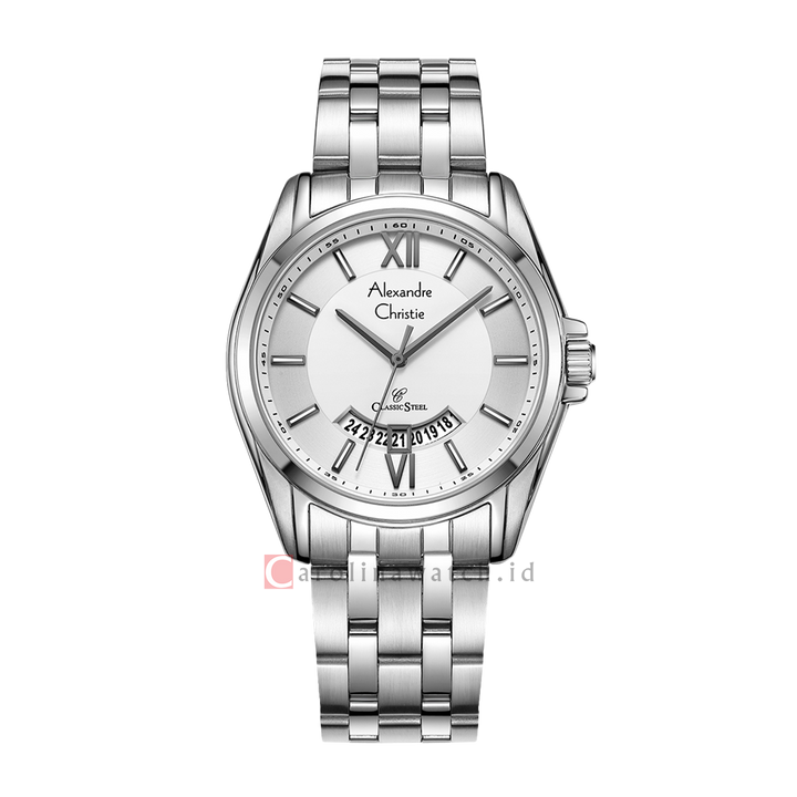 Jam Tangan Alexandre Christie Classic Steel AC 8673 MDBSSSL Men Silver Dial Stainless Steel Strap