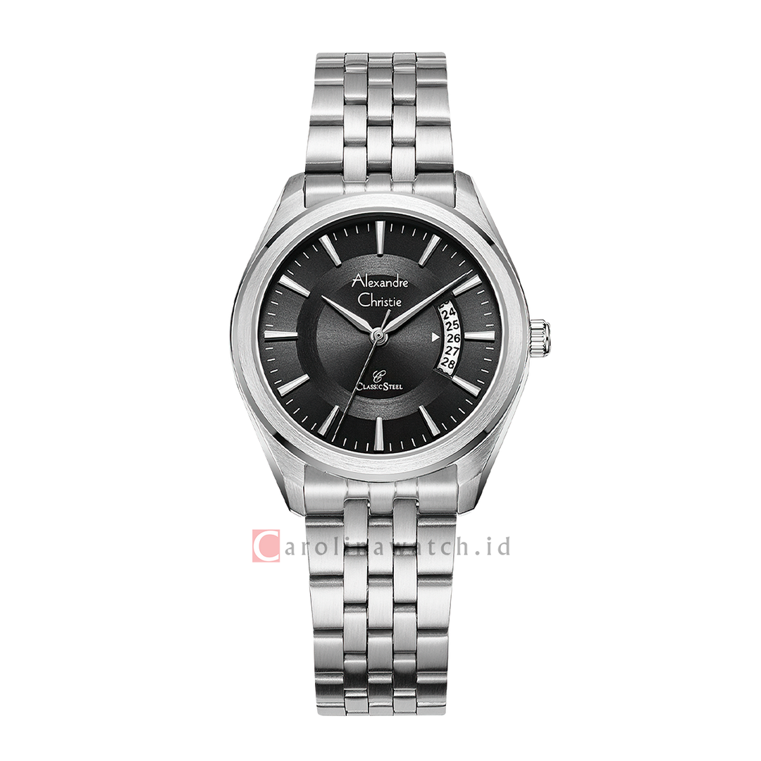 Jam Tangan Alexandre Christie Classic Steel AC 8674 LDBSSBA Women Black Dial Stainless Steel Strap