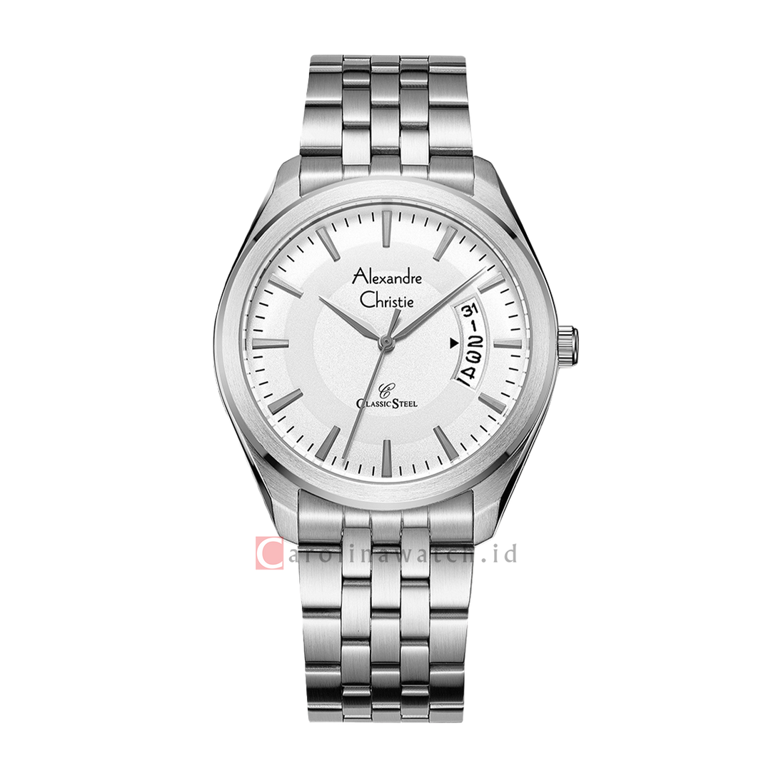 Jam Tangan Alexandre Christie Classic Steel AC 8674 MDBSSSL Men Silver Dial Stainless Steel Strap