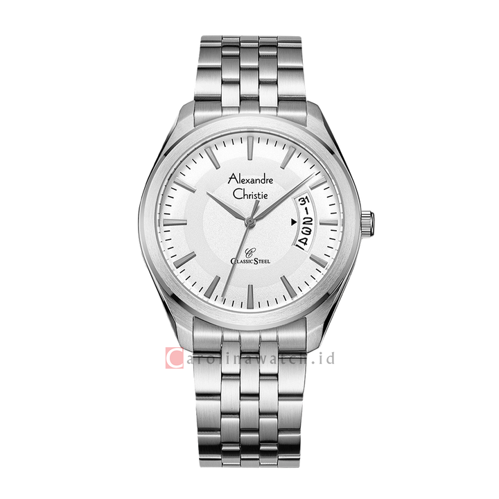 Jam Tangan Alexandre Christie Classic Steel AC 8674 MDBSSSL Men Silver Dial Stainless Steel Strap