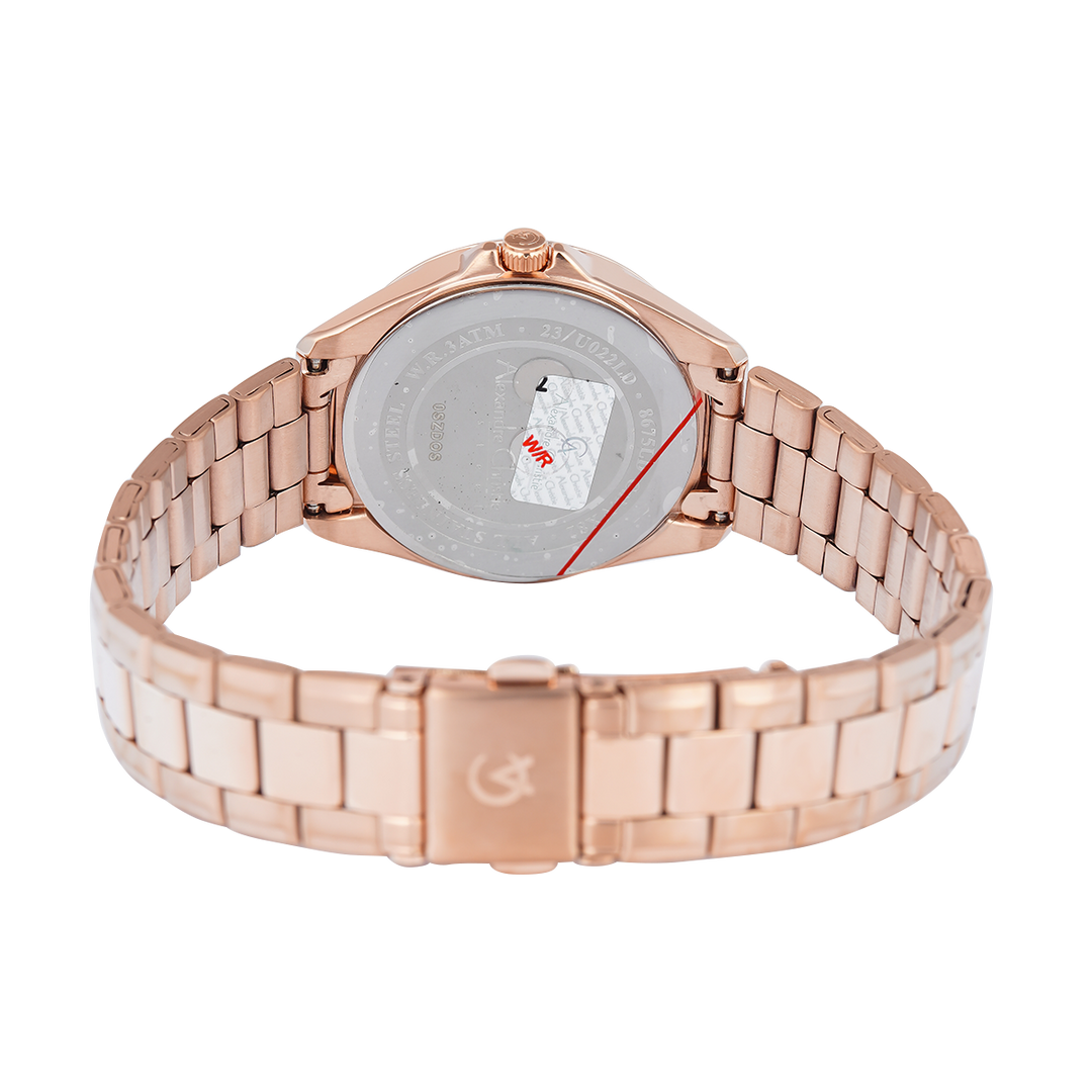 Jam Tangan Alexandre Christie Classic AC 8675 LDBRGLN Women Rose Gold Dial Rose Gold Stainless Steel Strap