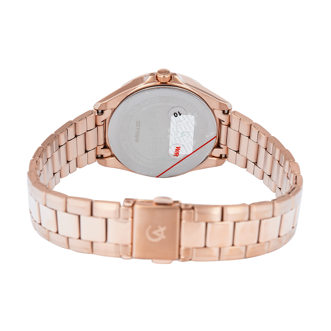 Jam Tangan Alexandre Christie Classic AC 8675 LDBRGSL Women Silver Dial Rose Gold Stainless Steel Strap