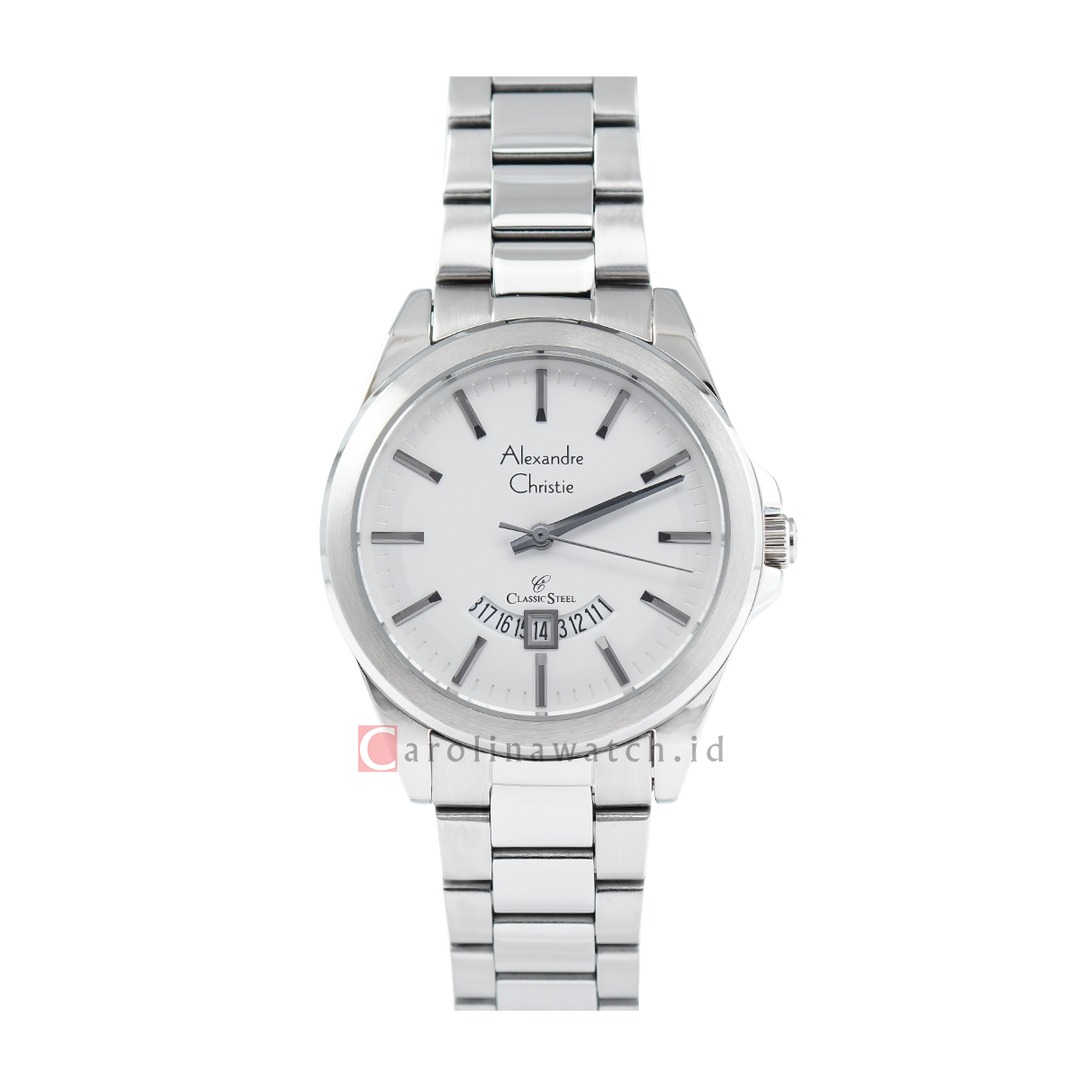 Jam Tangan Alexandre Christie AC 8676 LDBSSSL Women White Dial Stainless Steel Strap