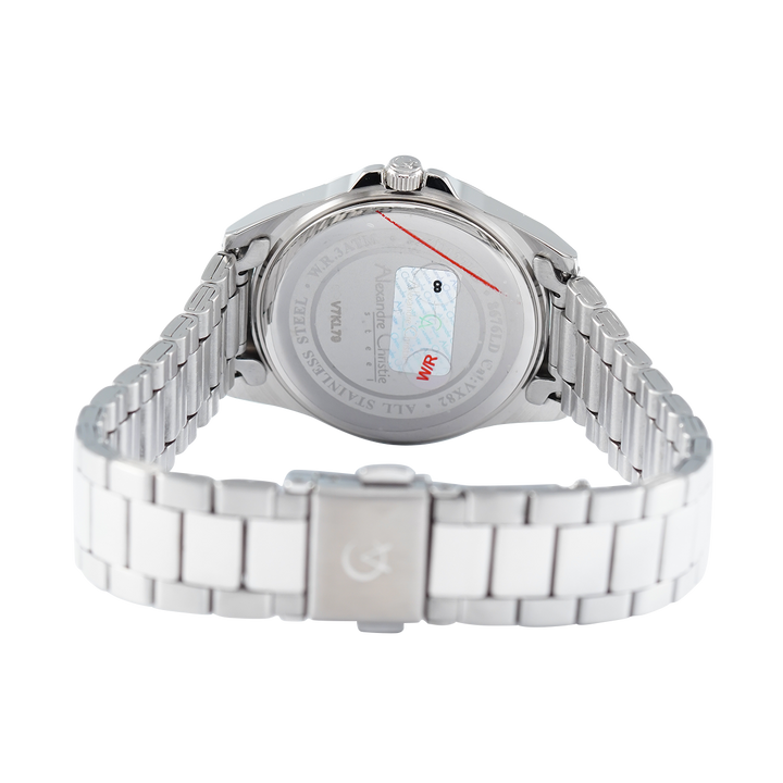 Jam Tangan Alexandre Christie AC 8676 LDBSSSL Women White Dial Stainless Steel Strap