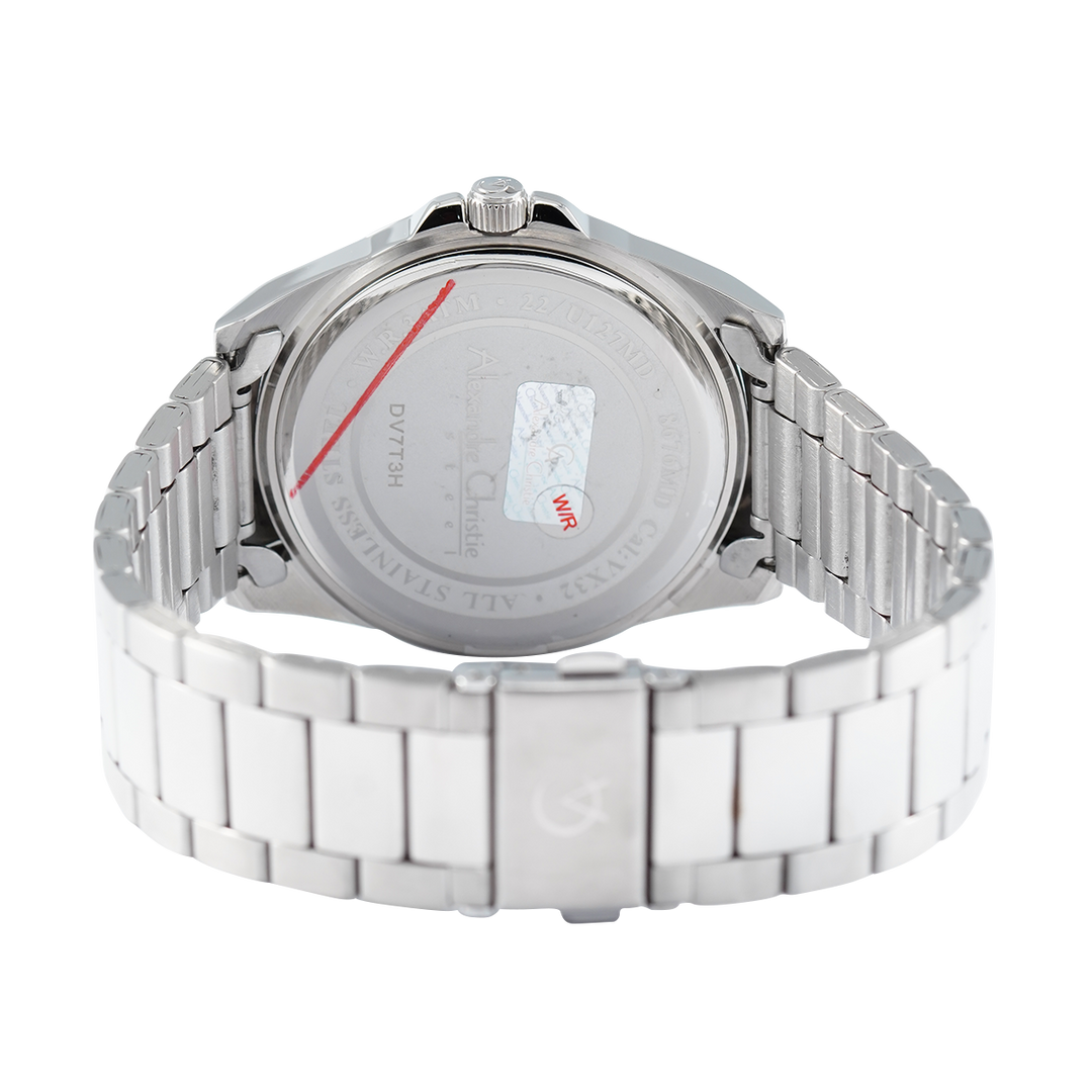 Jam Tangan Alexandre Christie Classic Steel AC 8676 MDBSSSL Men White Dial Stainless Steel Strap