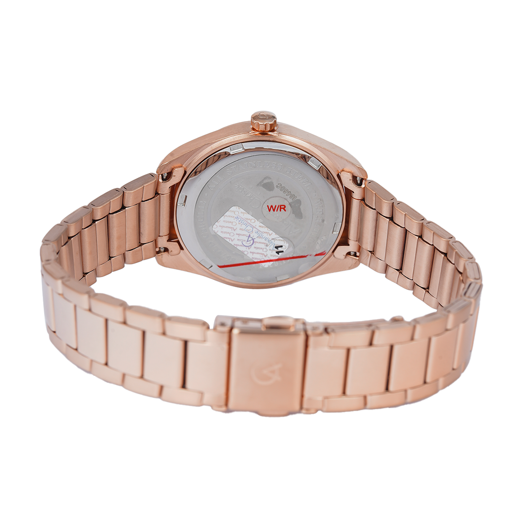 Jam Tangan Alexandre Christie Classic Steel AC 8679 LDBRGLN Women Rose Gold Dial Rose Gold Stainless Steel Strap
