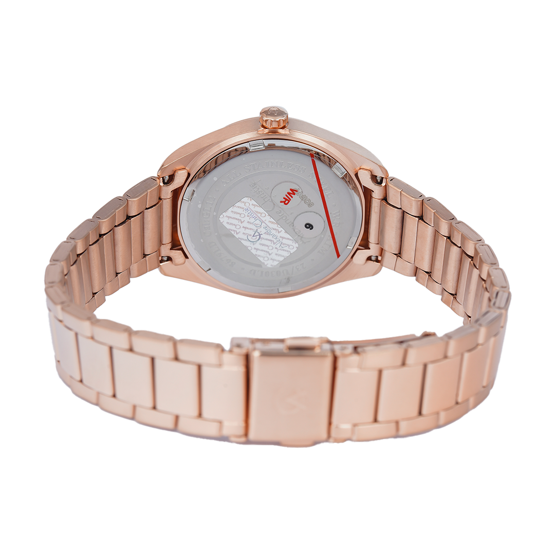 Jam Tangan Alexandre Christie Classic Steel AC 8679 LDBRGSL Women Silver Dial Rose Gold Stainless Steel Strap