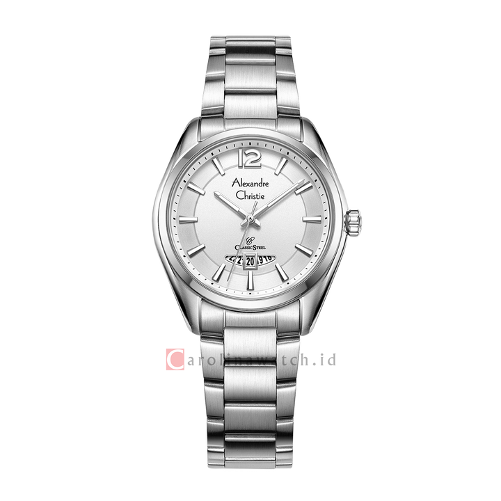 Jam Tangan Alexandre Christie Classic Steel AC 8679 LDBSSSL Women White Dial Stainless Steel Strap