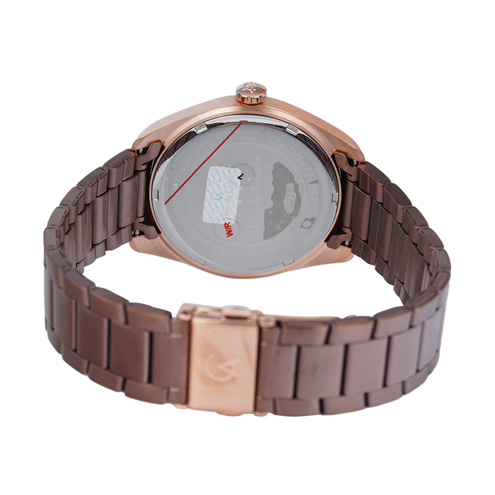 Jam Tangan Alexandre Christie Classic Steel AC 8679 MDBROBO Men Brown Dial Brown Stainless Steel Strap