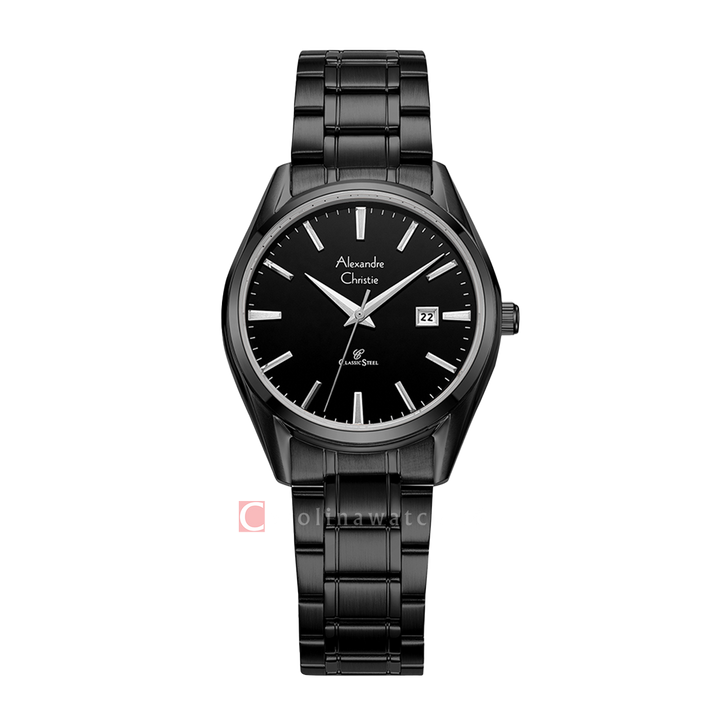 Jam Tangan Alexandre Christie Classic Steel AC 8681 LDBIPBA Women Black Dial Black Stainless Steel Strap