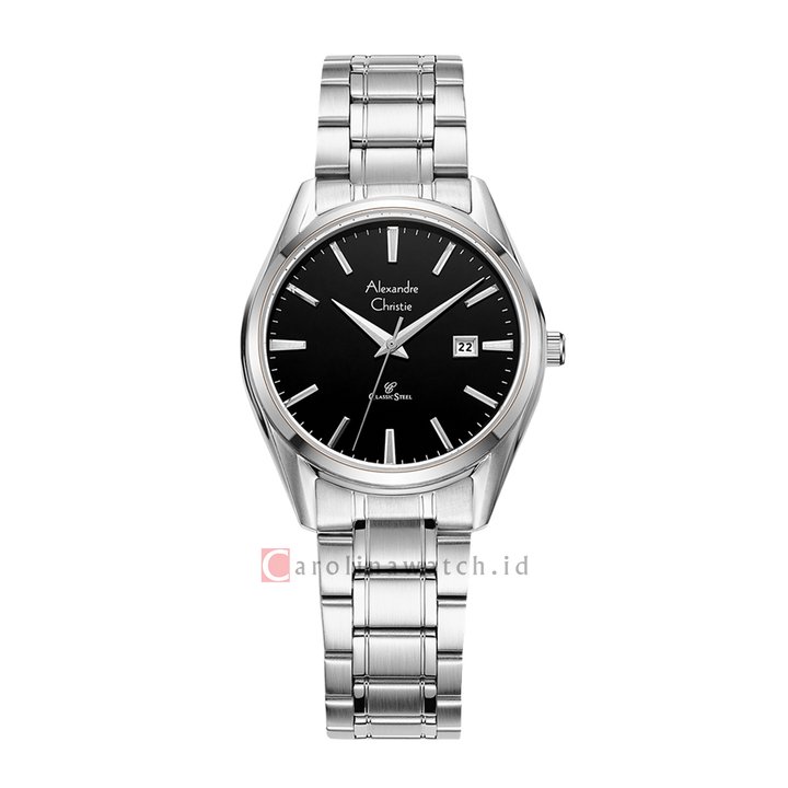 Jam Tangan Alexandre Christie Classic Steel AC 8681 LDBSSBA Women Black Dial Stainless Steel Strap