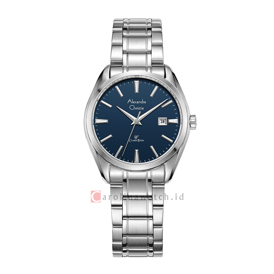 Jam Tangan Alexandre Christie AC 8682 LDBSSBU Women Blue Dial Stainless Steel Strap