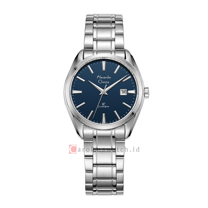 Jam Tangan Alexandre Christie AC 8682 LDBSSBU Women Blue Dial Stainless Steel Strap