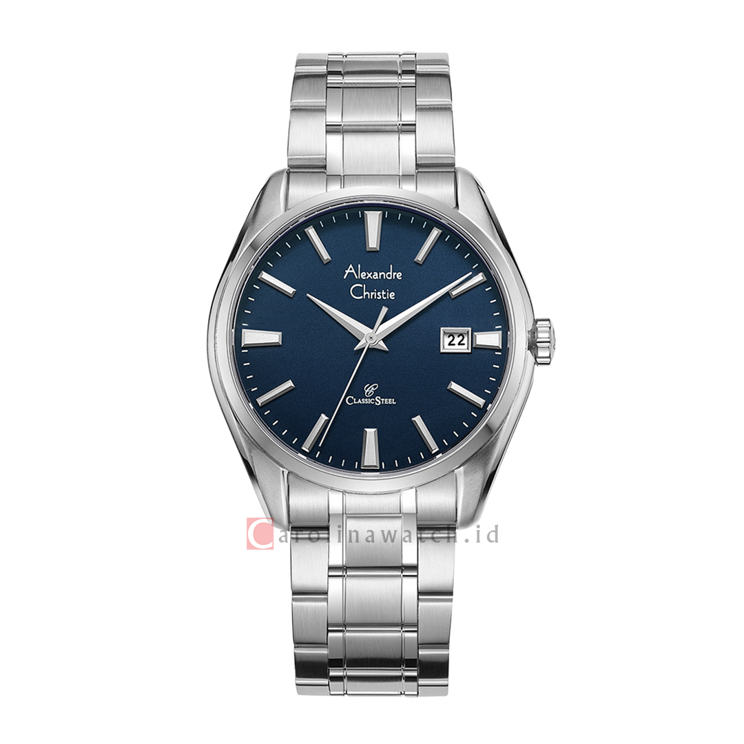 Jam Tangan Alexandre Christie AC 8682 MDBSSBU Men Blue Dial Stainless Steel Strap