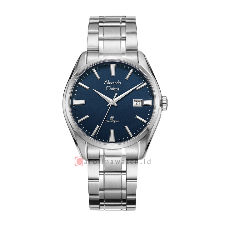 Jam Tangan Alexandre Christie AC 8682 MDBSSBU Men Blue Dial Stainless Steel Strap