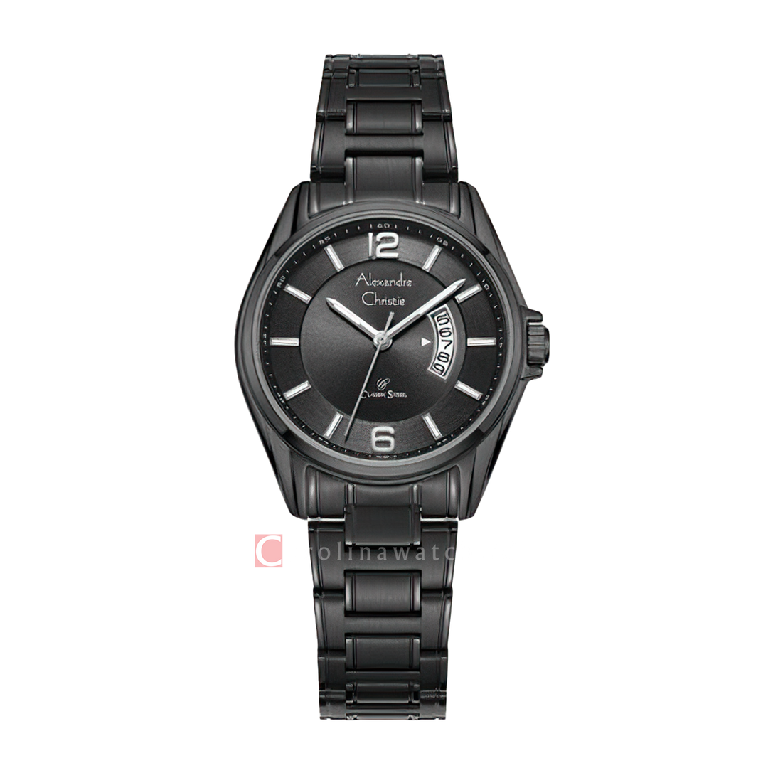 Jam Tangan Alexandre Christie Classic Steel AC 8684 LDBIPBA Women Black Dial Black Stainless Steel Strap