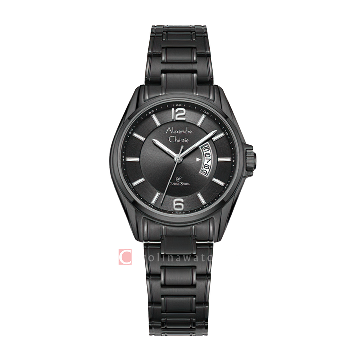 Jam Tangan Alexandre Christie Classic Steel AC 8684 LDBIPBA Women Black Dial Black Stainless Steel Strap