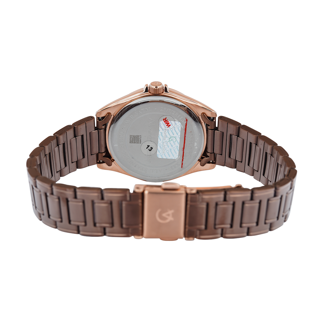 Jam Tangan Alexandre Christie Classic Steel AC 8684 LDBROBO Women Brown Dial Brown Stainless Steel Strap