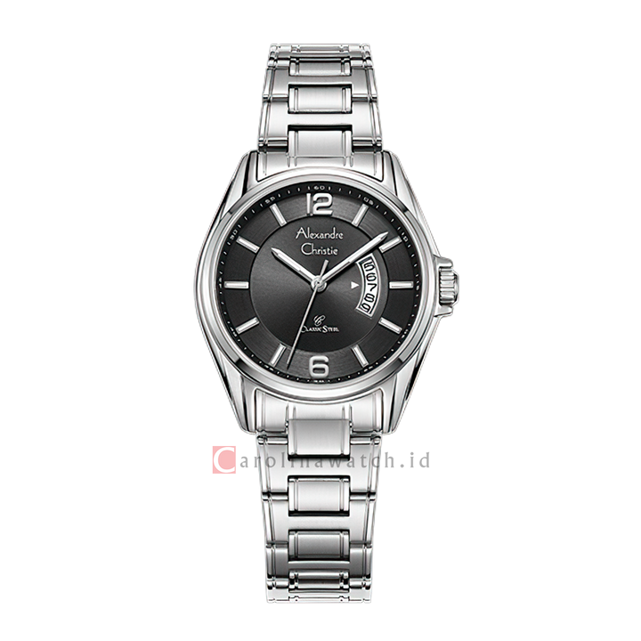 Jam Tangan Alexandre Christie Classic Steel AC 8684 LDBSSBA Women Black Dial Stainless Steel Strap