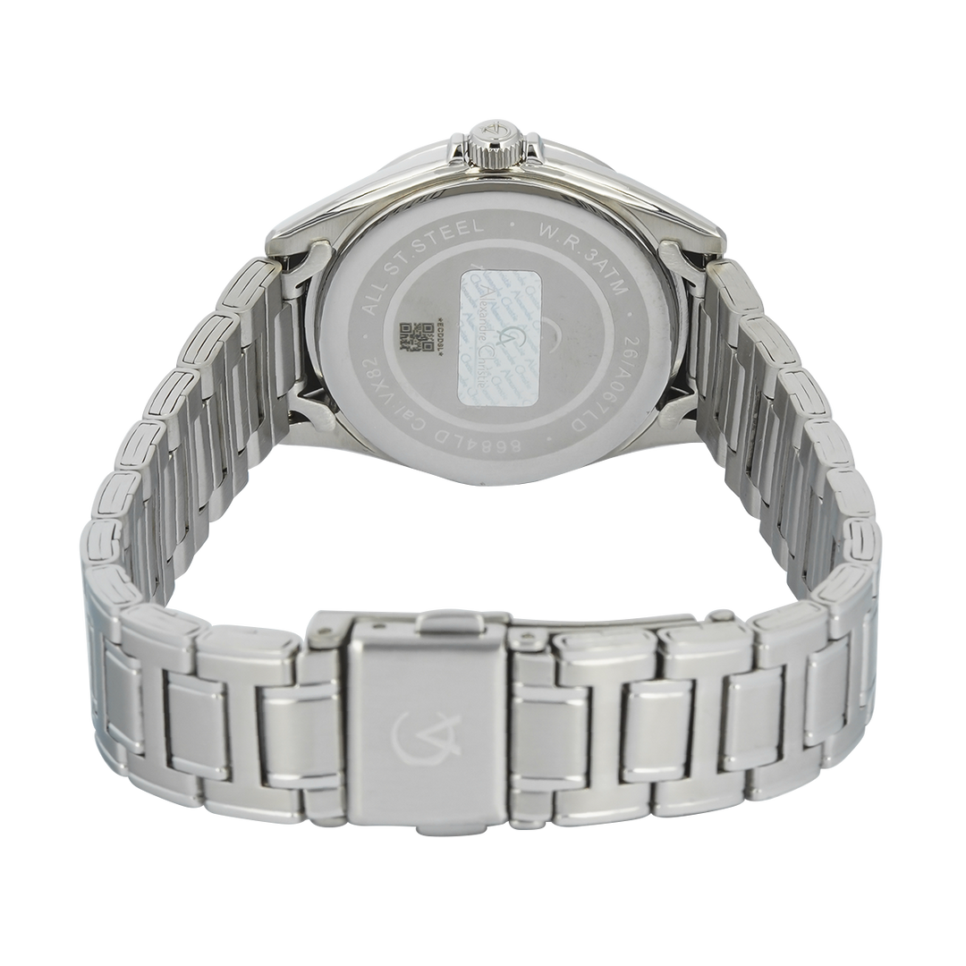 Jam Tangan Alexandre Christie Classic Steel AC 8684 LDBSSBA Women Black Dial Stainless Steel Strap