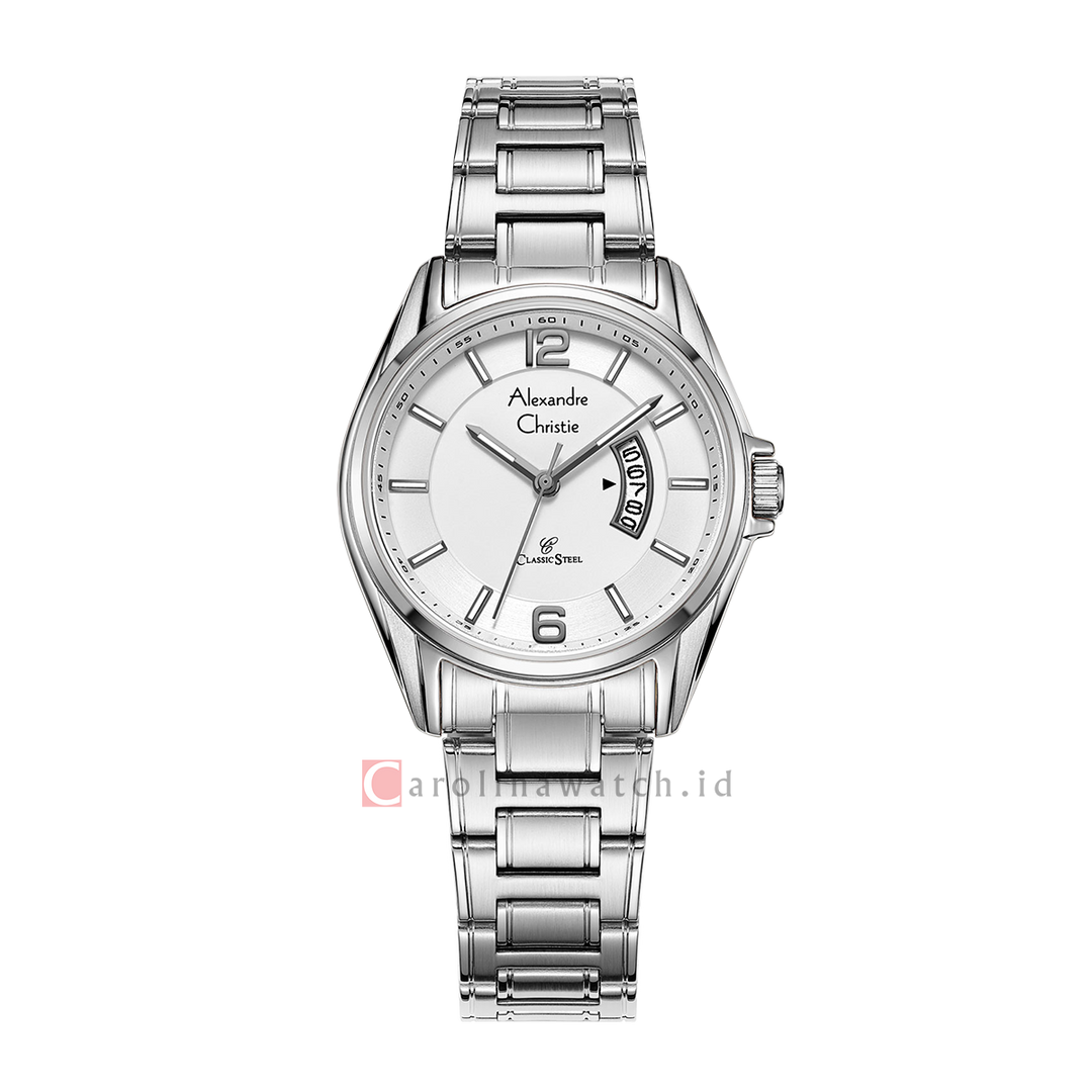 Jam Tangan Alexandre Christie Classic Steel AC 8684 LDBSSSL Women Silver Dial Stainless Steel Strap