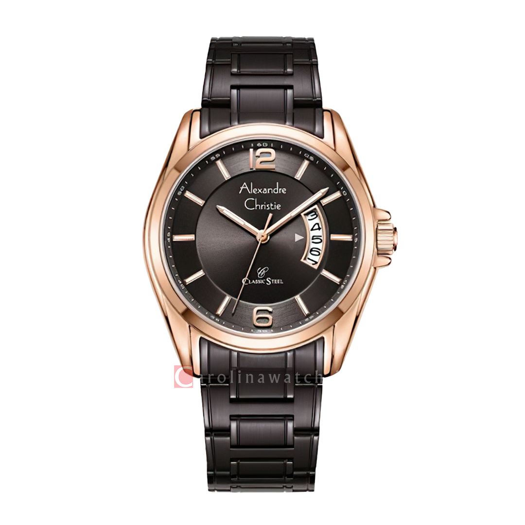 Jam Tangan Alexandre Christie Classic Steel AC 8684 MDBROBO Men Brown Dial Brown Stainless Steel Strap