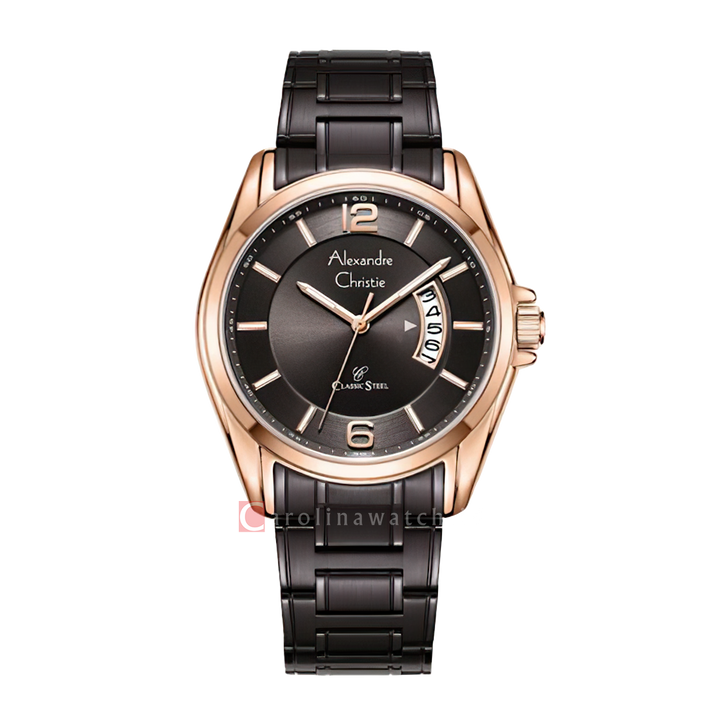 Jam Tangan Alexandre Christie Classic Steel AC 8684 MDBROBO Men Brown Dial Brown Stainless Steel Strap