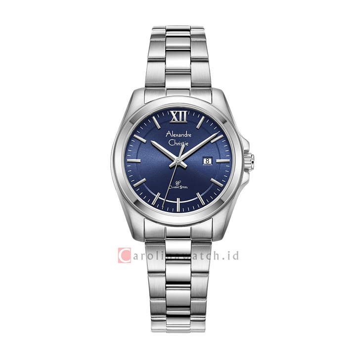 Jam Tangan Alexandre Christie Classic Steel AC 8685 LDBSSBU Women Blue Dial Stainless Steel Strap