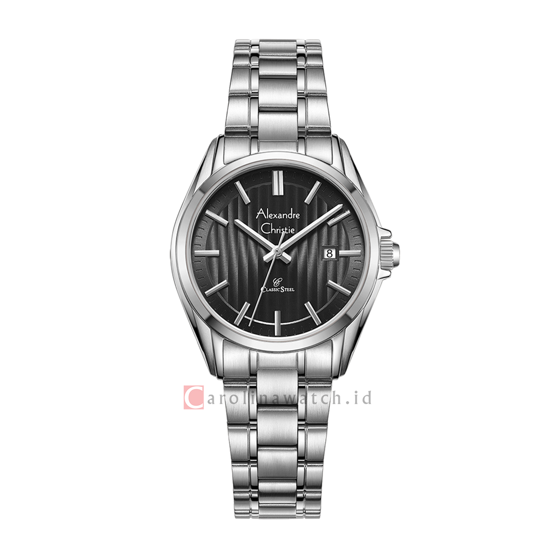 Jam Tangan Alexandre Christie Classic Steel AC 8686 LDBSSBA Women Black Dial Stainless Steel Strap