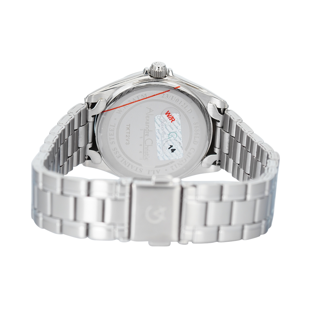 Jam Tangan Alexandre Christie Classic Steel AC 8686 LDBSSBA Women Black Dial Stainless Steel Strap