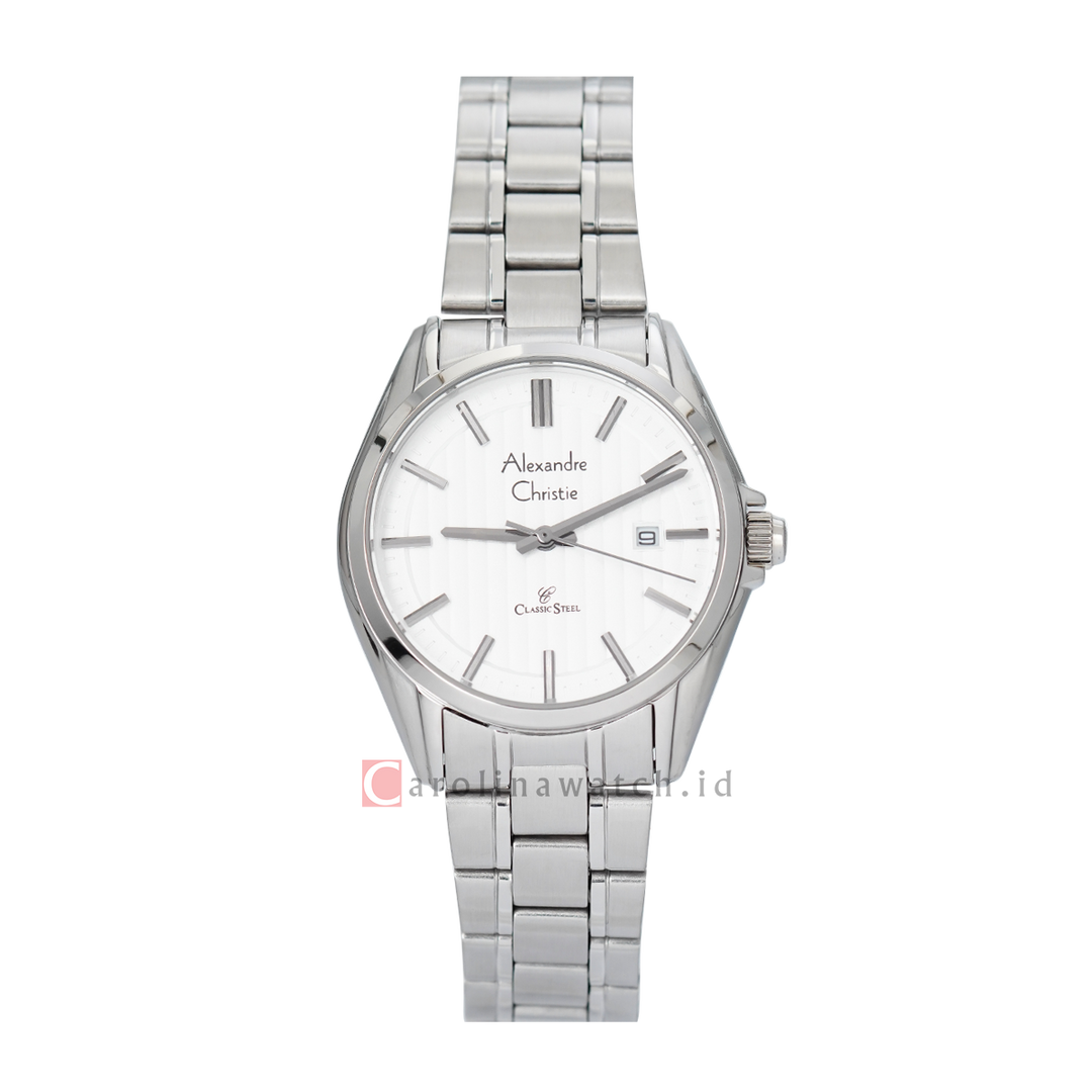 Jam Tangan Alexandre Christie Classic Steel AC 8686 LDBSSSL Women Silver Dial Stainless Steel Strap