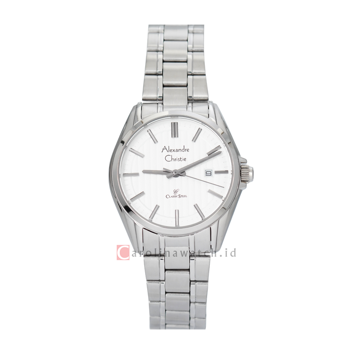 Jam Tangan Alexandre Christie Classic Steel AC 8686 LDBSSSL Women Silver Dial Stainless Steel Strap