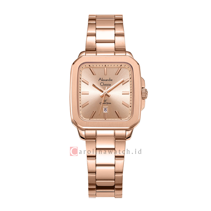 Jam Tangan Alexandre Christie Classic Steel AC 8687 LDBRGLN Women Rose Gold Dial Rose Gold Stainless Steel Strap