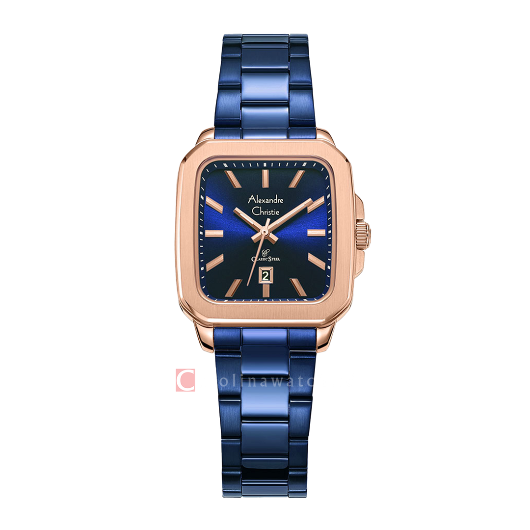 Jam Tangan Alexandre Christie Classic Steel AC 8687 LDBURBU Women Blue Dial Blue Stainless Steel Strap