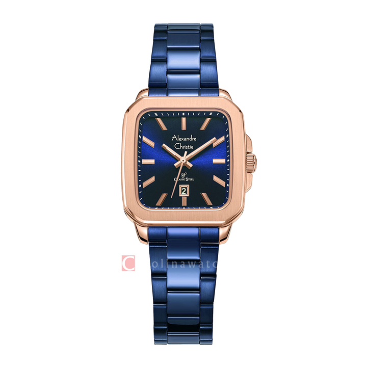 Jam Tangan Alexandre Christie Classic Steel AC 8687 LDBURBU Women Blue Dial Blue Stainless Steel Strap