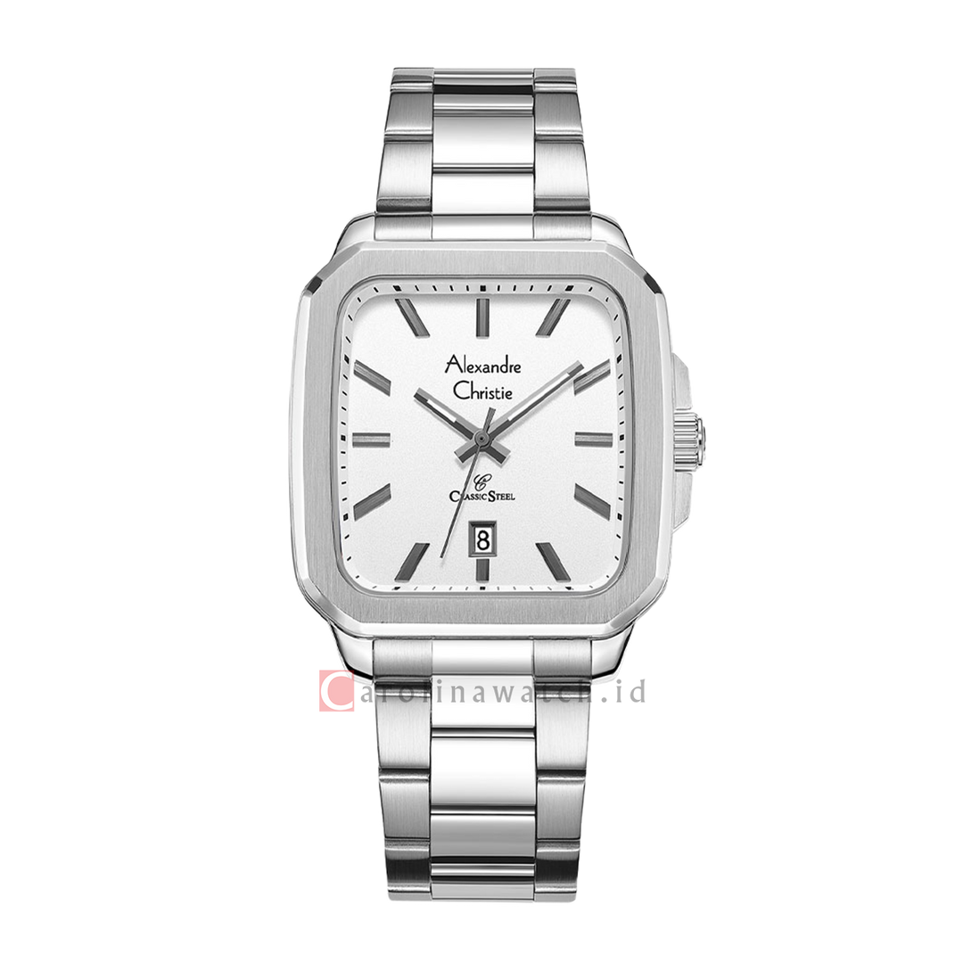 Jam Tangan Alexandre Christie Classic Steel AC 8687 MDBSSSL Men Silver Dial Stainless Steel Strap