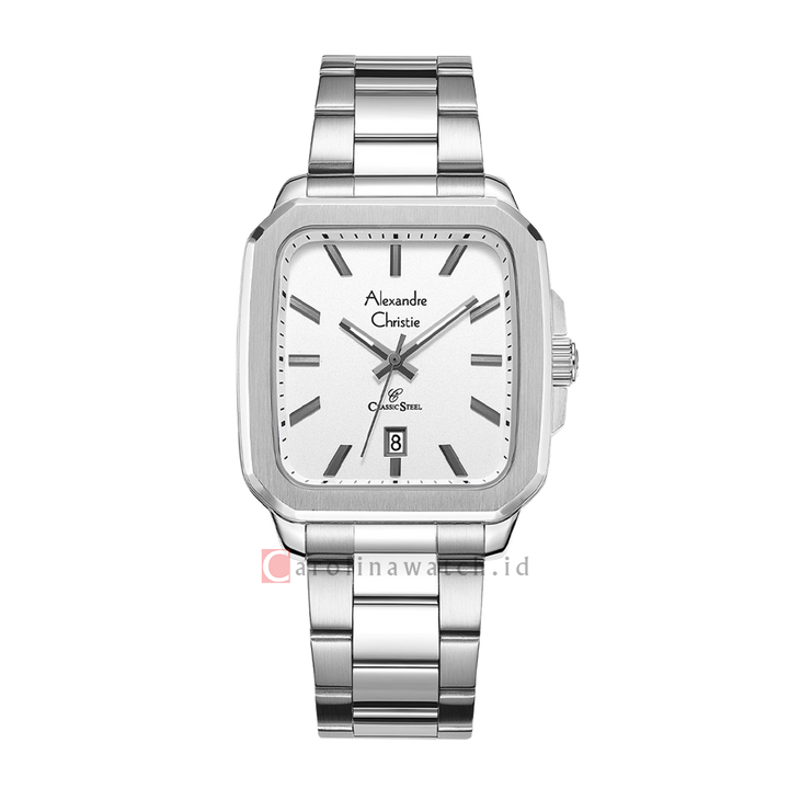 Jam Tangan Alexandre Christie Classic Steel AC 8687 MDBSSSL Men Silver Dial Stainless Steel Strap