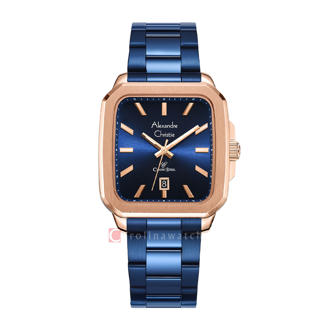 Jam Tangan Alexandre Christie Classic Steel AC 8687 MDBURBU Men Blue Dial Blue Stainless Steel Strap