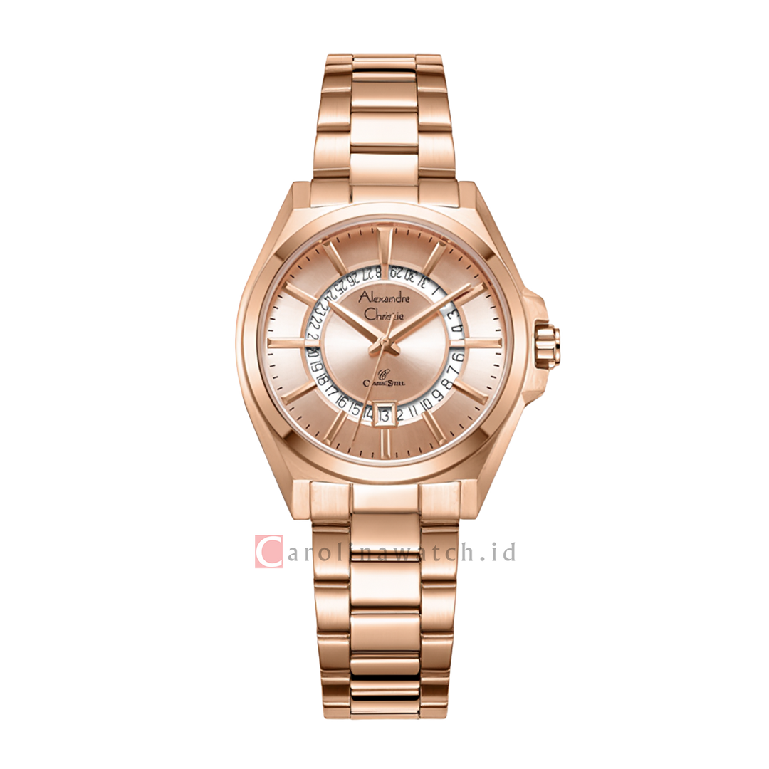 Jam Tangan Alexandre Christie Classic Steel AC 8688 LDBRGLN Women Rose Gold Dial Rose Gold Stainless Steel Strap